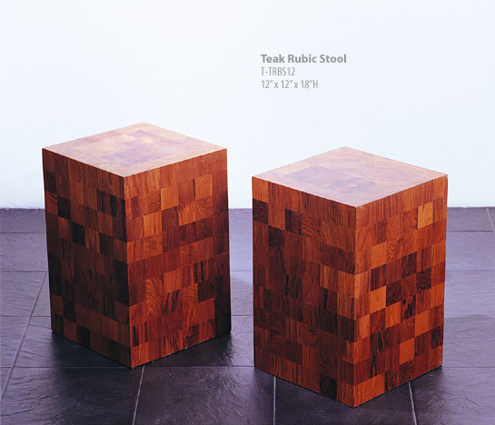 teak rubic block stool